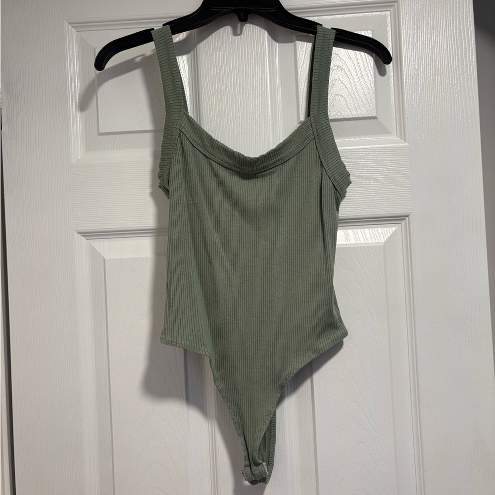 Green Ribbed Bodysuit
